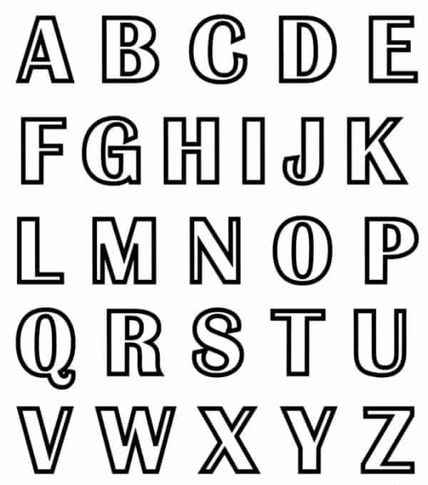 Alphabet druckfertig ausmalbilder