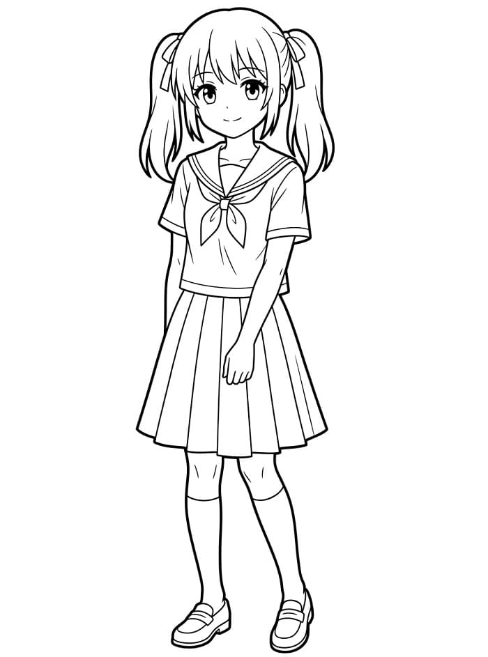Anime-Mädchen gratis druckbar ausmalbilder
