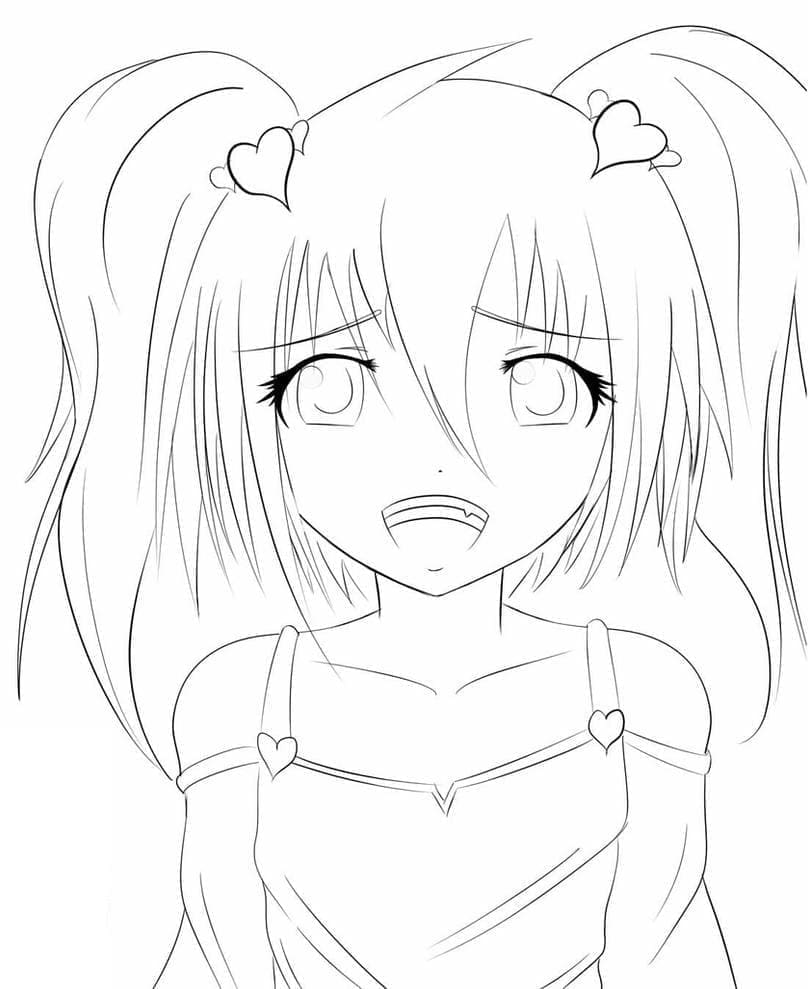 Anime-Mädchen kostenlos für Kinder ausmalbilder