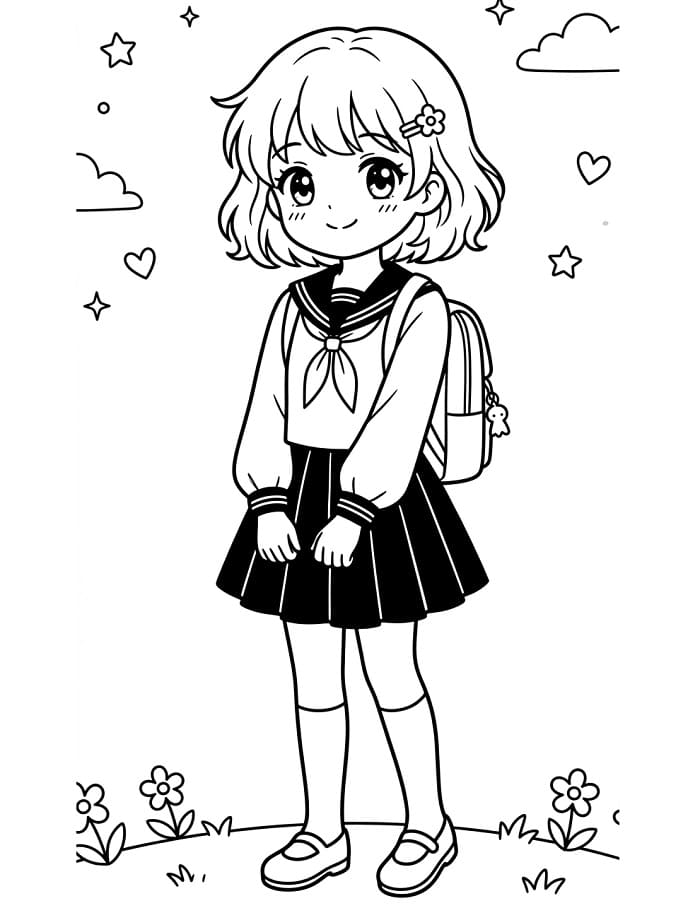 Anime-Mädchen kostenlos ausmalbilder