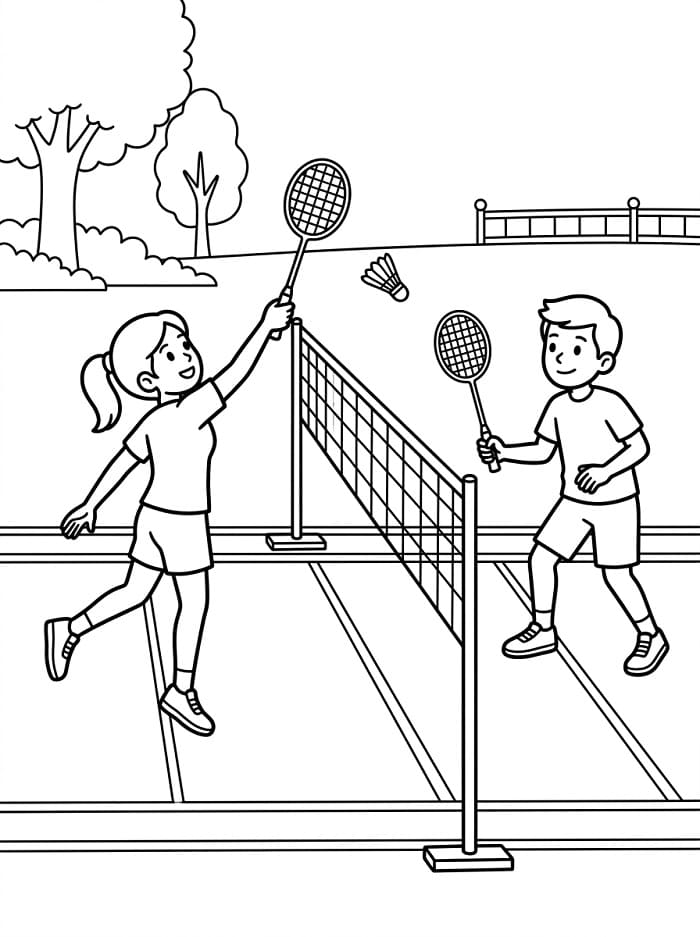 Badminton Spiel ausmalbilder
