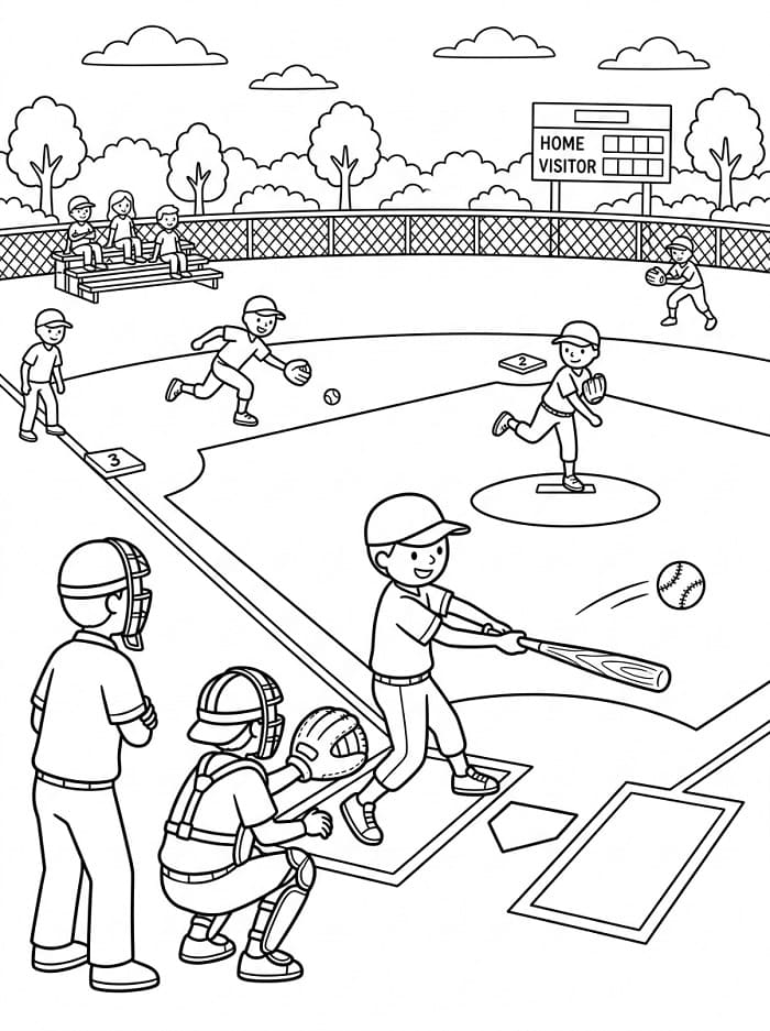 Baseball Spiel ausmalbilder
