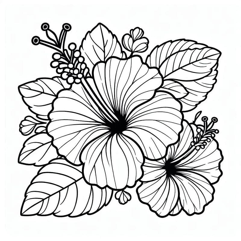 Beeindruckender Hibiskus ausmalbilder
