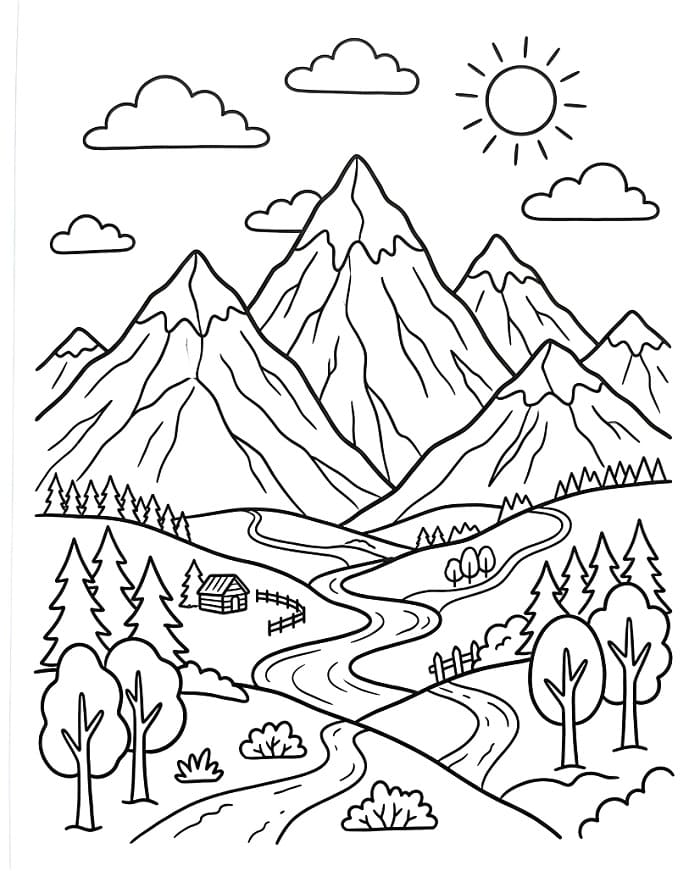 Berglandschaft ausmalbilder