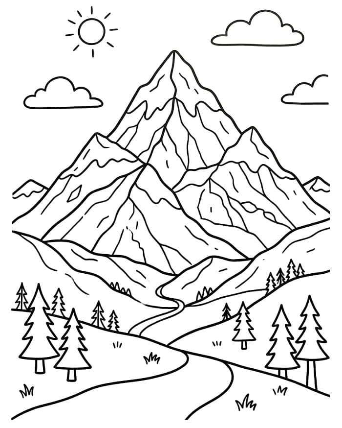 Bergszene ausmalbilder