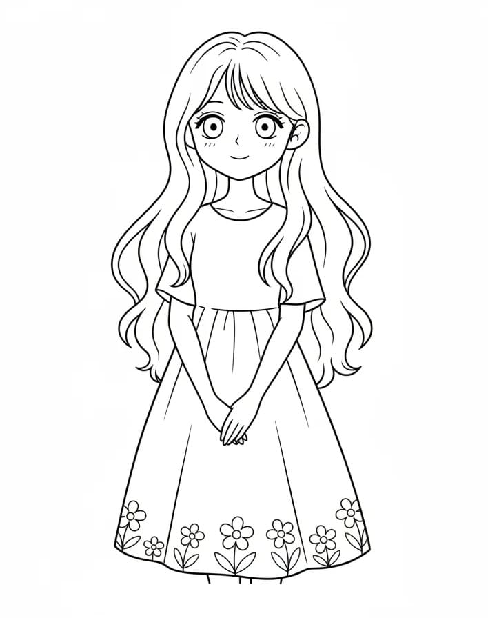 Bezauberndes Anime-Mädchen ausmalbilder