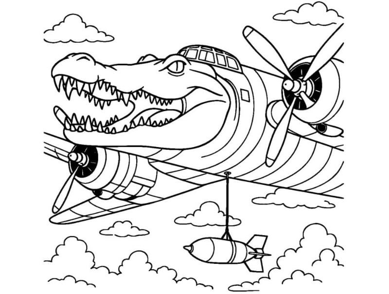 Brainrot Bombardiro Crocodillo ausmalbilder