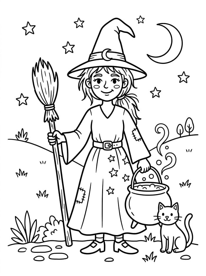 Cartoon Hexe ausmalbilder