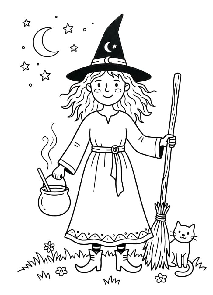 Coole Hexe ausmalbilder