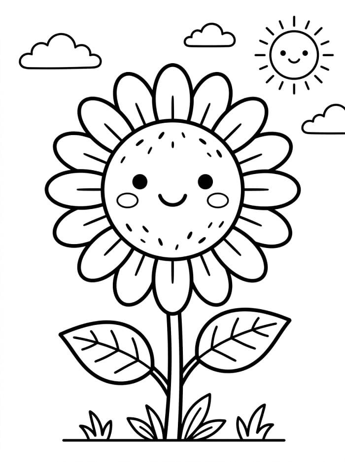 Coole Sonnenblume ausmalbilder