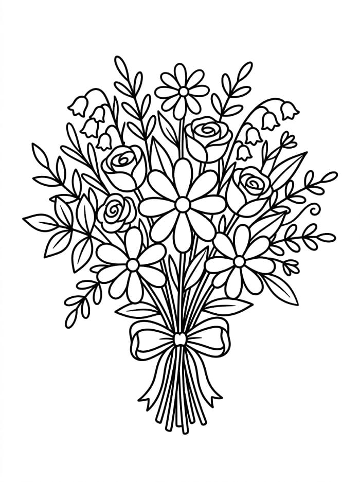 Cooler Blumenstrauß ausmalbilder