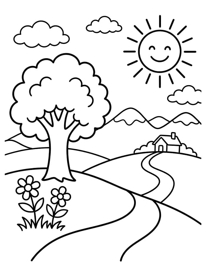 Cooler Landschaft ausmalbilder