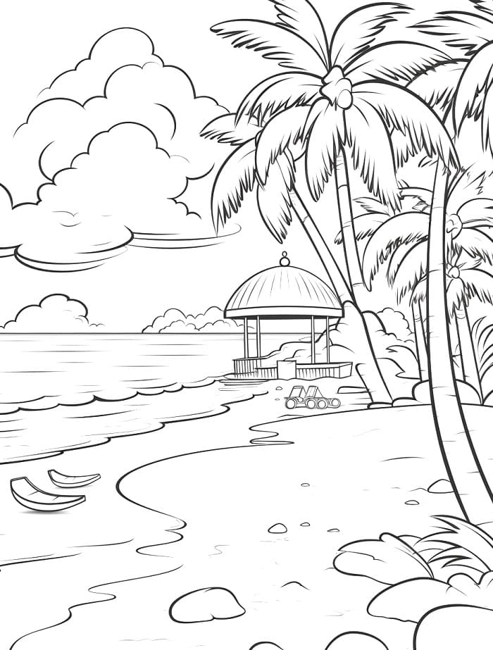 Cooler Strand ausmalbilder