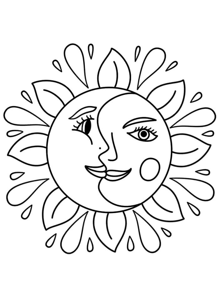 Druckbare Gratis Sonne ausmalbilder