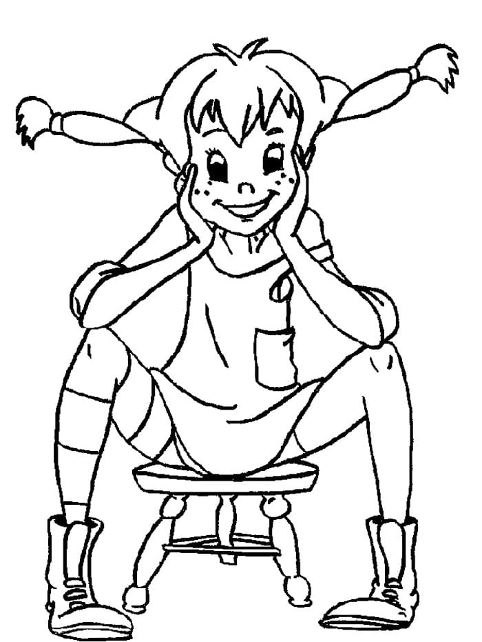 Druckbare Kinder-Abbildung Pippi Langstrumpf ausmalbilder