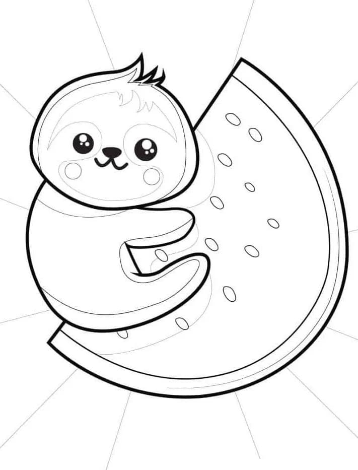 Druckbare Kinder-Version Wassermelone ausmalbilder