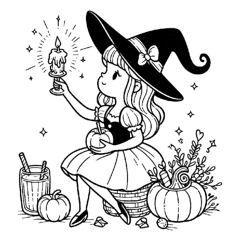 Druckbare Kostenlose Hexe ausmalbilder
