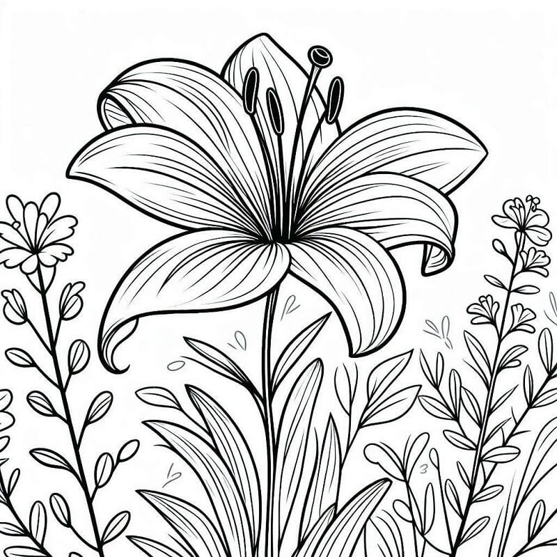 Druckbare Lilie ausmalbilder