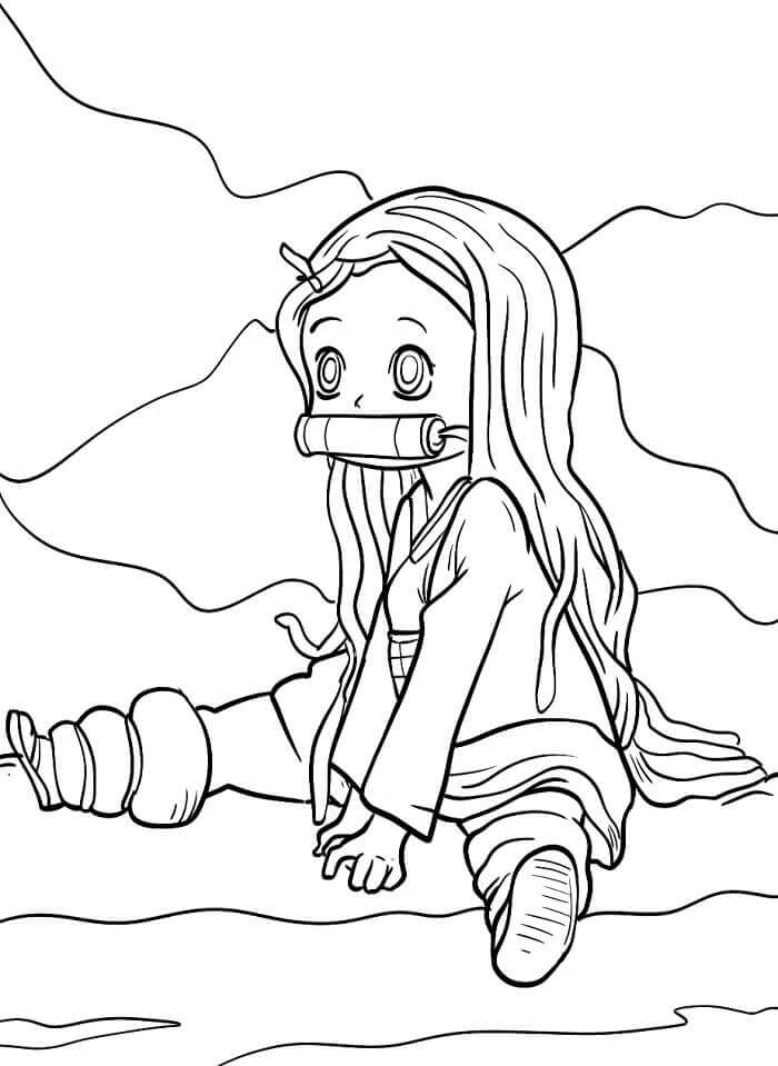 Druckbare Nezuko ausmalbilder