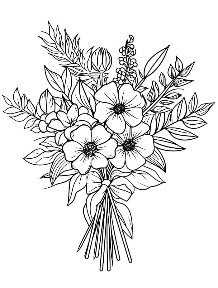 Druckbarer Blumenstrauß ausmalbilder