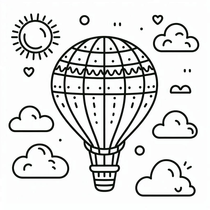 Druckbarer Gratis-Heißluftballon ausmalbilder