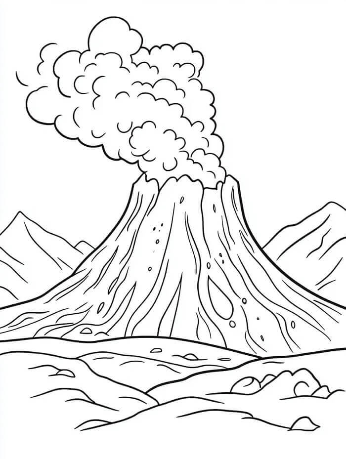 Druckbarer Gratis Vulkan ausmalbilder