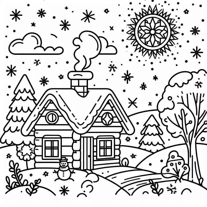 Druckbarer Gratis Winter ausmalbilder