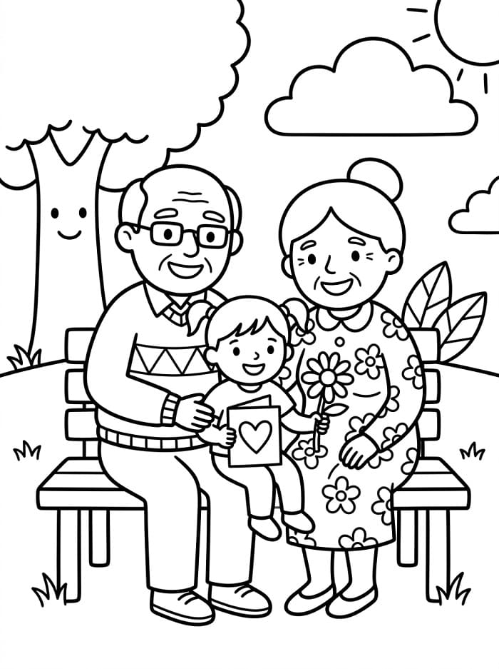 Druckbarer Großelterntag ausmalbilder