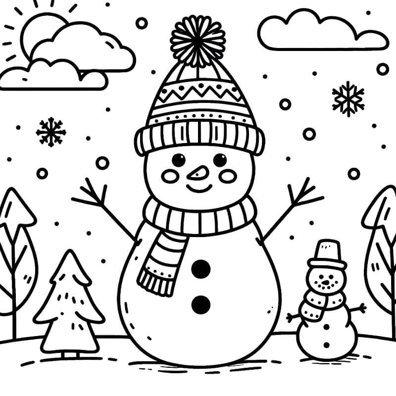 Druckbarer Kostenloser Schneemann ausmalbilder