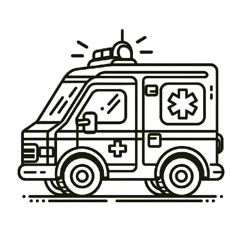 Druckbarer Krankenwagen kostenlos ausmalbilder