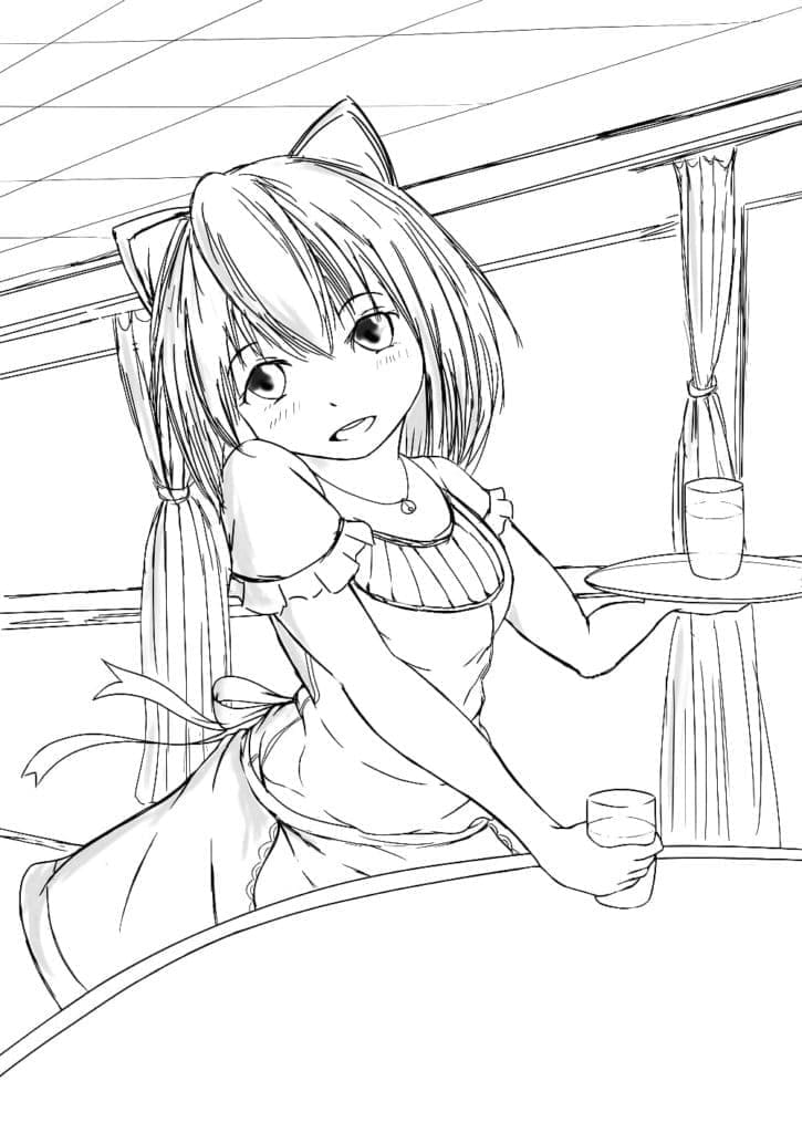 Druckbares Anime-Mädchen kostenlos ausmalbilder