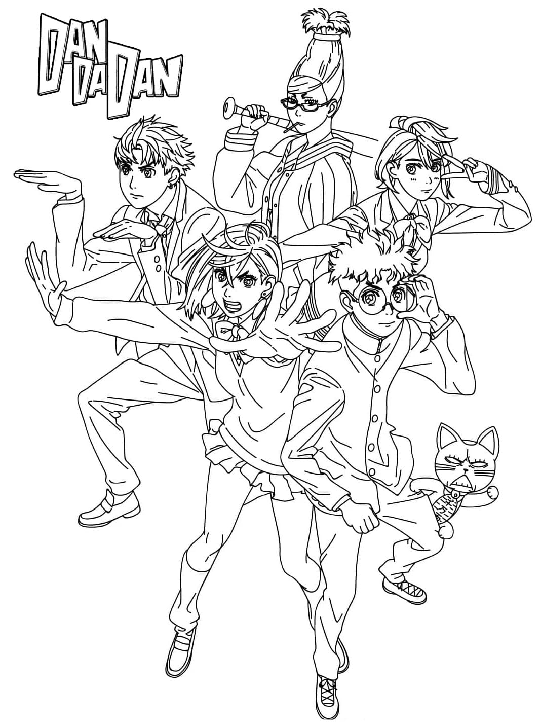 Druckbares Dandadan ausmalbilder