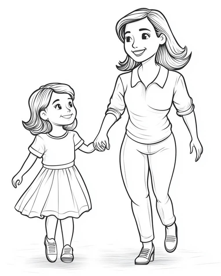 Druckbares Familienbild ausmalbilder