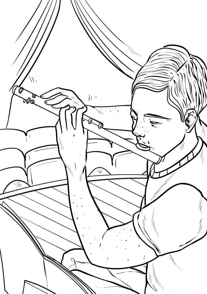 Druckbares Flöte ausmalbilder