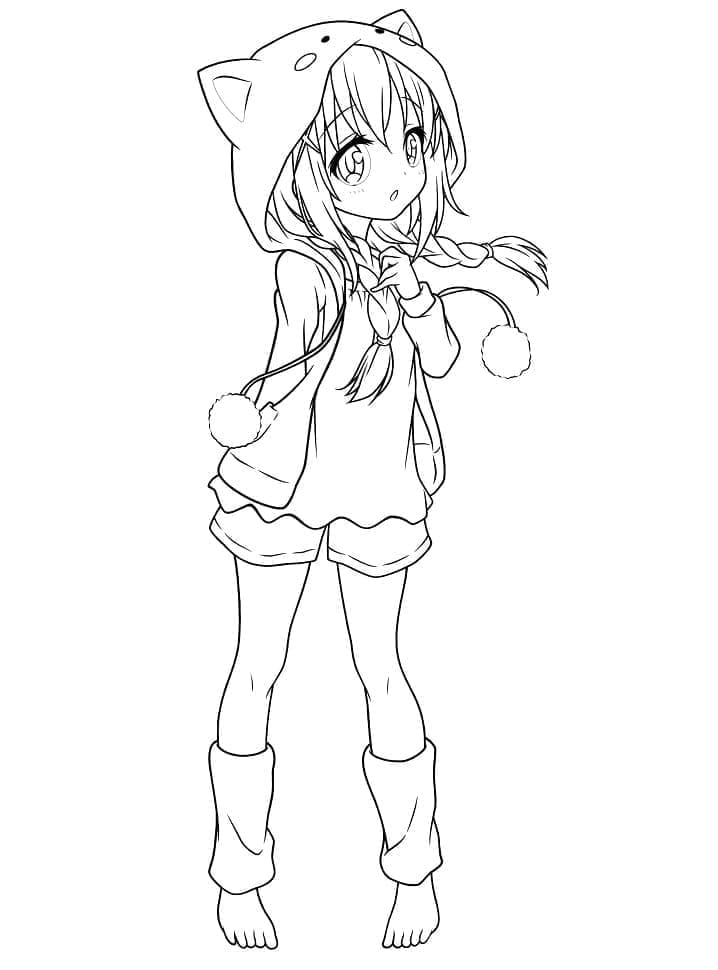 Druckbares Gratis-Anime-Mädchen ausmalbilder
