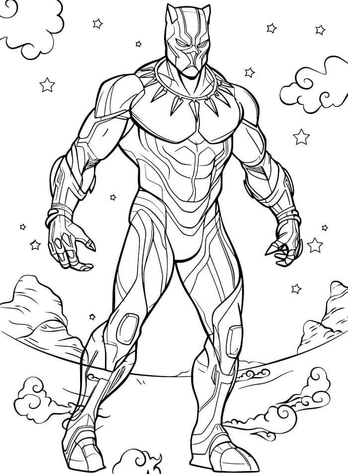 Druckbares Gratis Black Panther ausmalbilder