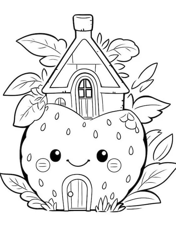 Druckbares Gratis Erdbeere Exemplar ausmalbilder