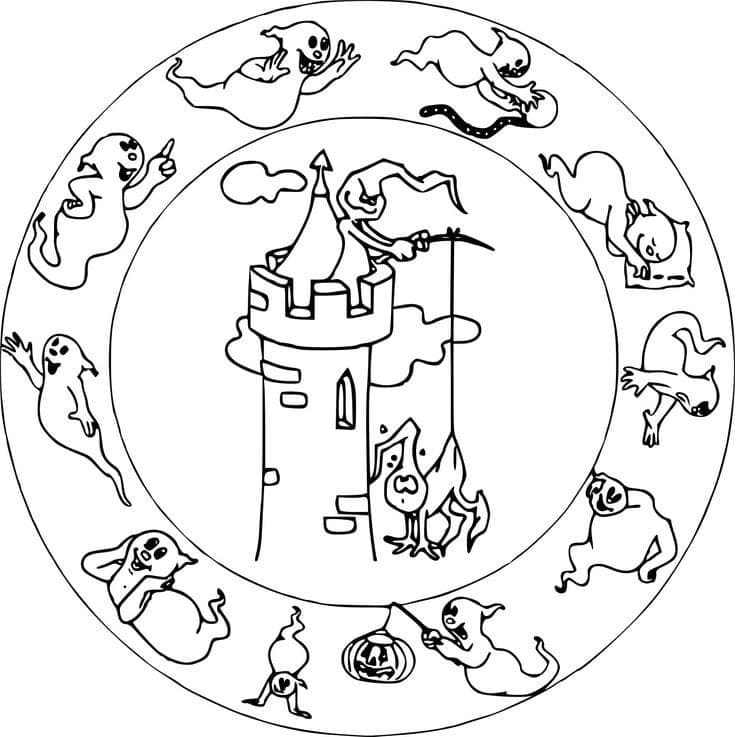Druckbares Gratis-Halloween-Mandala ausmalbilder