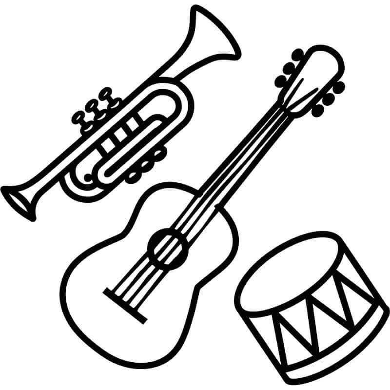 Druckbares Gratis-Musikinstrumente ausmalbilder