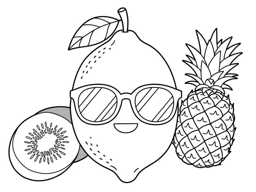 Druckbares Gratis Zitrone Exemplar ausmalbilder