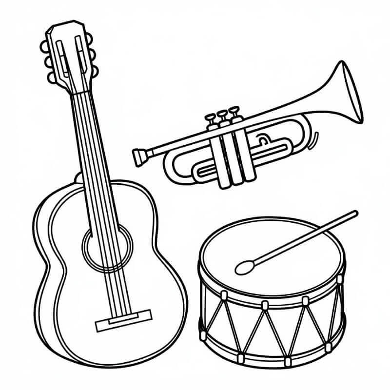 Musikinstrumente ausmalbilder