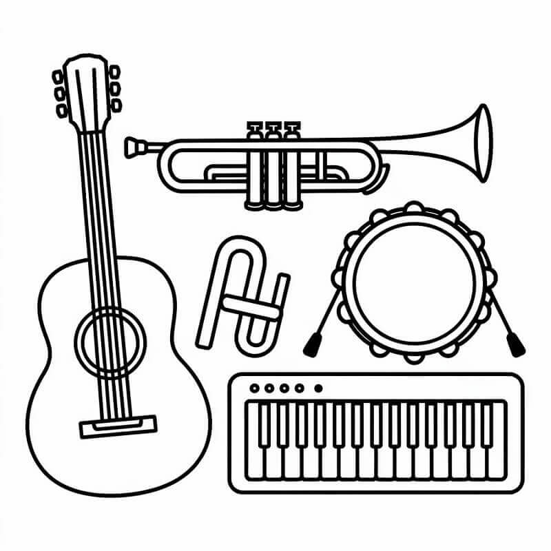 Druckbares Musikinstrumentebild ausmalbilder