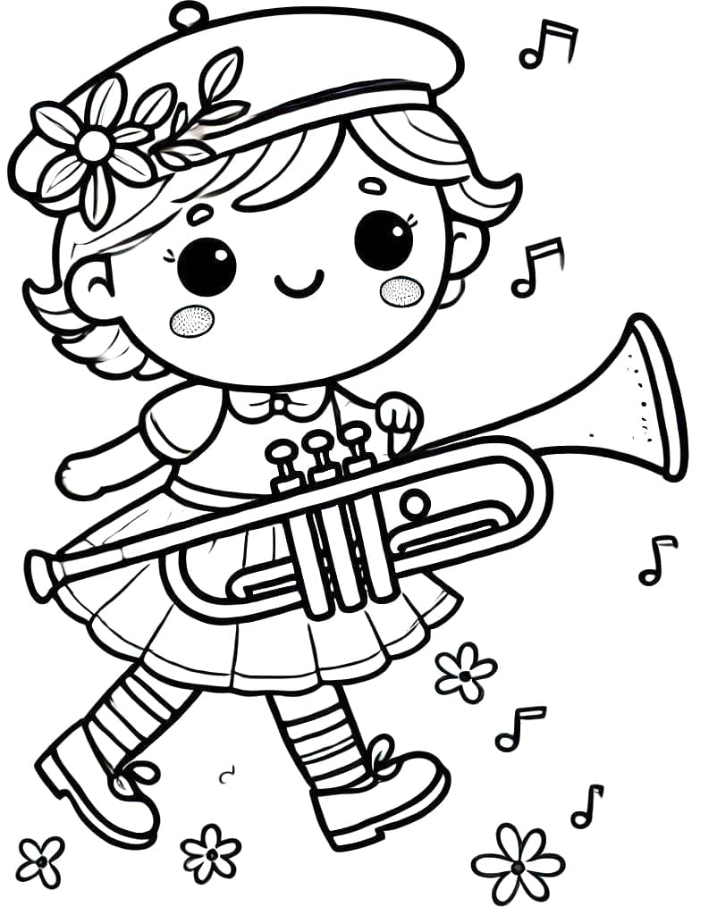 Druckbares Trompetebild ausmalbilder