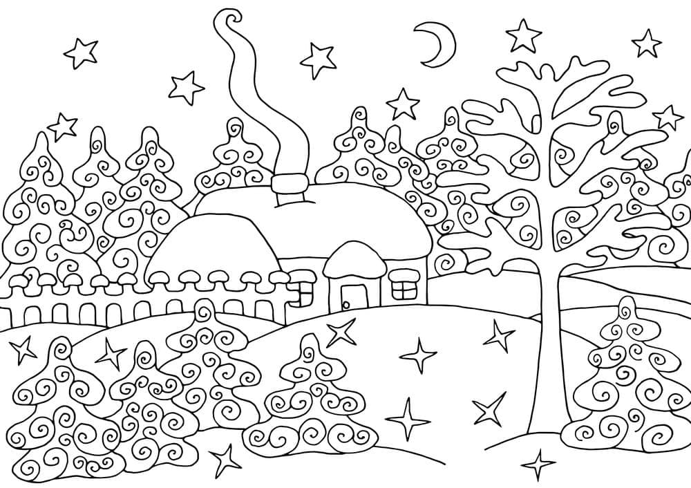 Druckbares Waldbild ausmalbilder