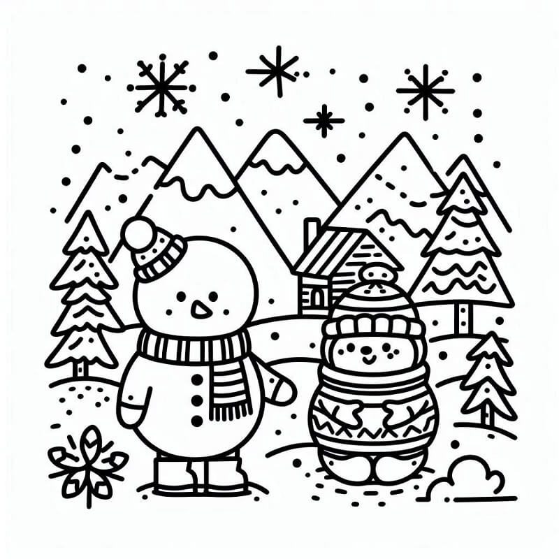 Druckbares Wintersbild ausmalbilder