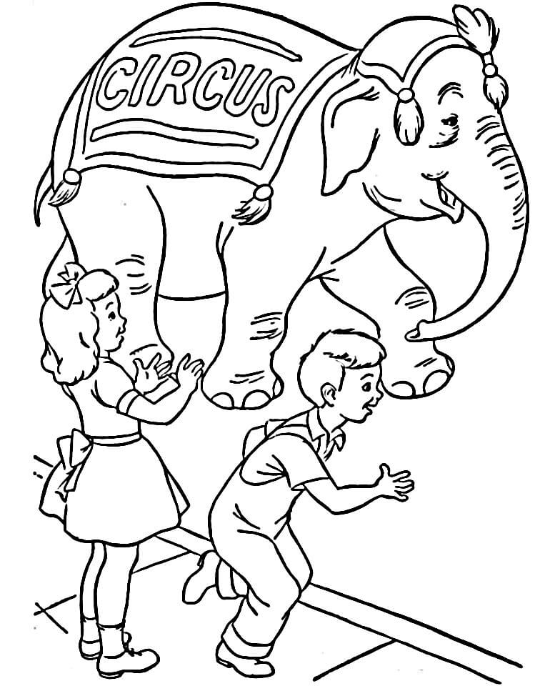 Druckfertige Kinder-Bildversion Zirkus ausmalbilder