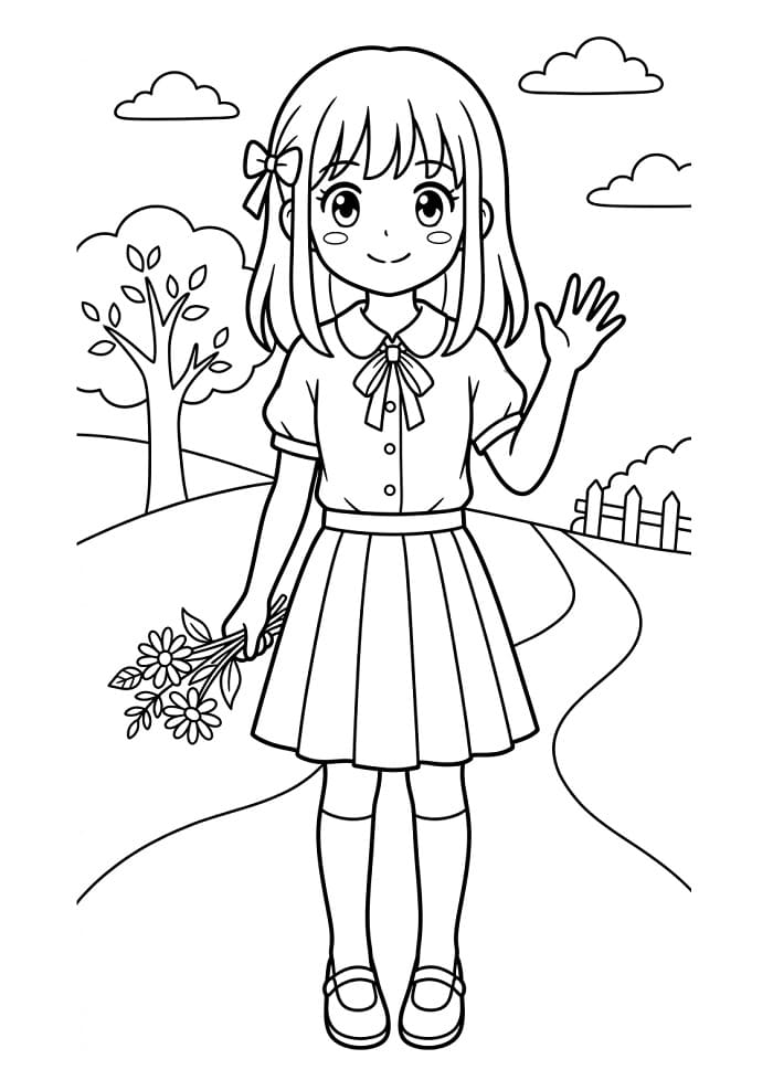 Ein Anime-Mädchen ausmalbilder