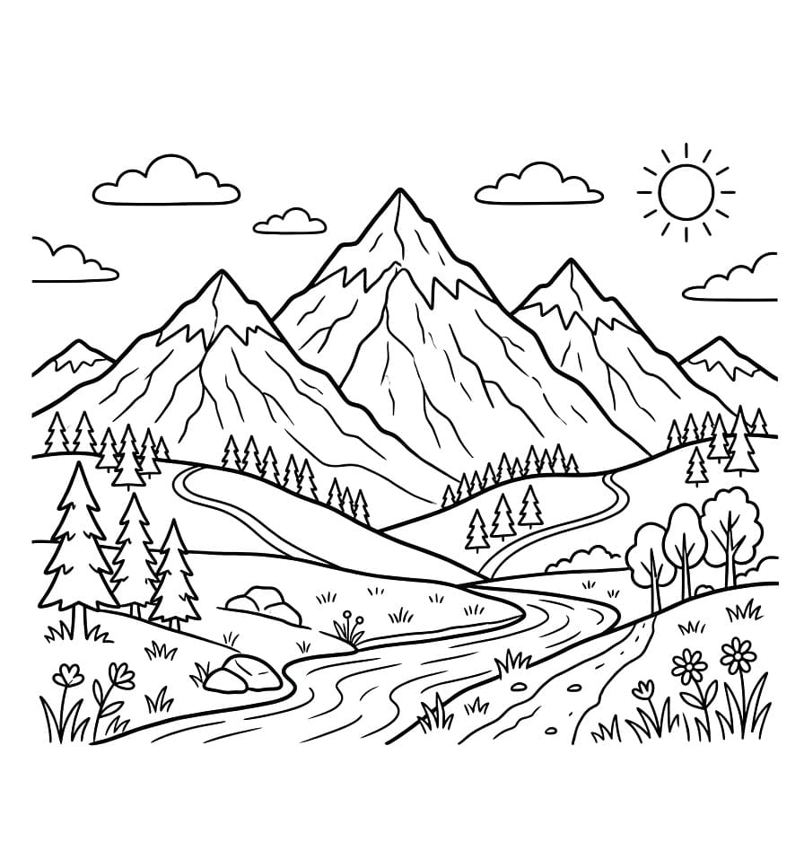 Ein Berg ausmalbilder