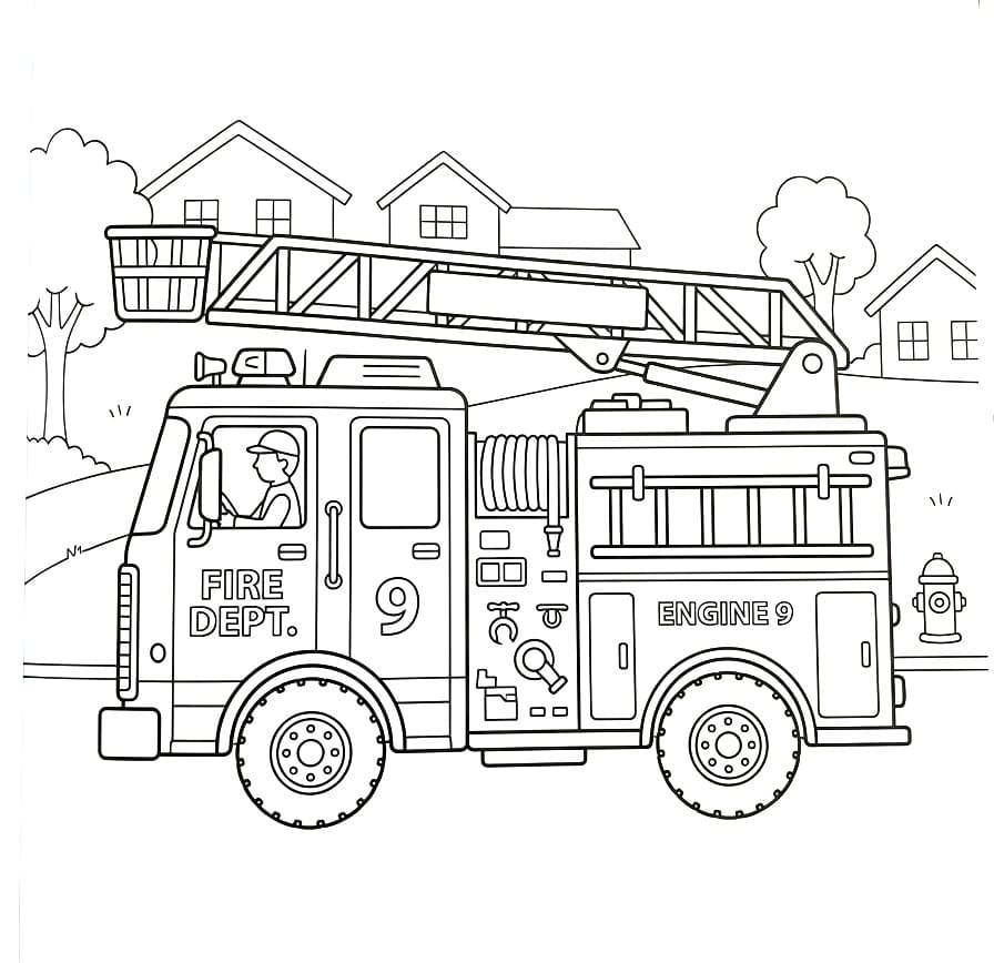 Ein Feuerwehrauto ausmalbilder