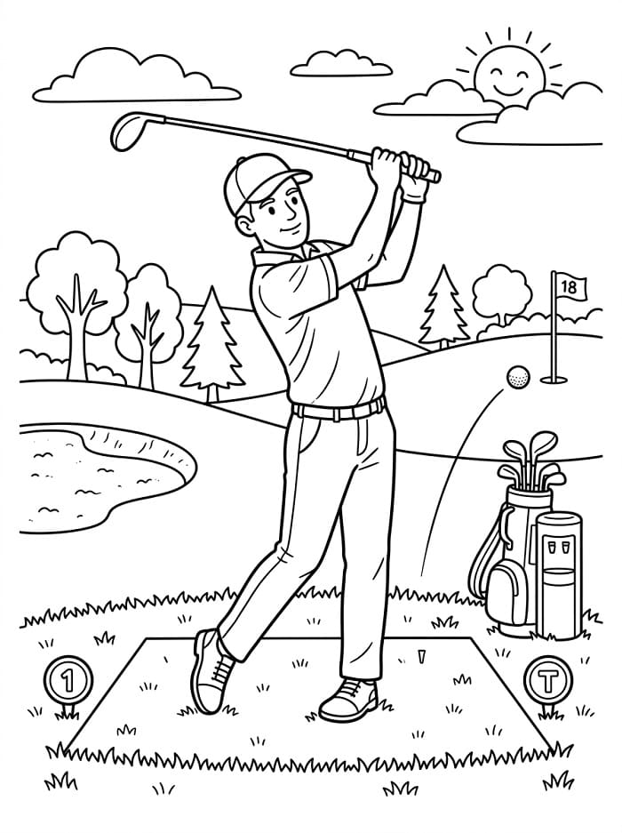 Ein Golfspieler ausmalbilder